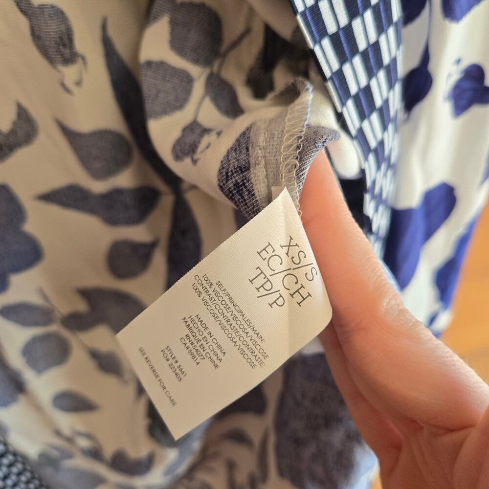 Cabi Botanical Kimono Cottagecore Boho 5661 XS/S White Blue Top Tunic - Picture 7 of 7